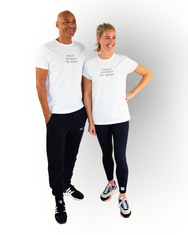 Unisex slogan "sweat" t-shirt korte mouw wit