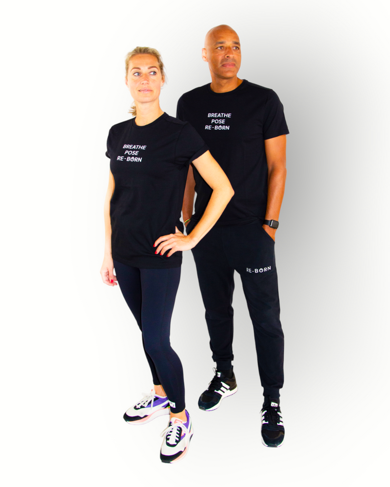 Unisex slogan "breathe" t-shirt korte mouw zwart