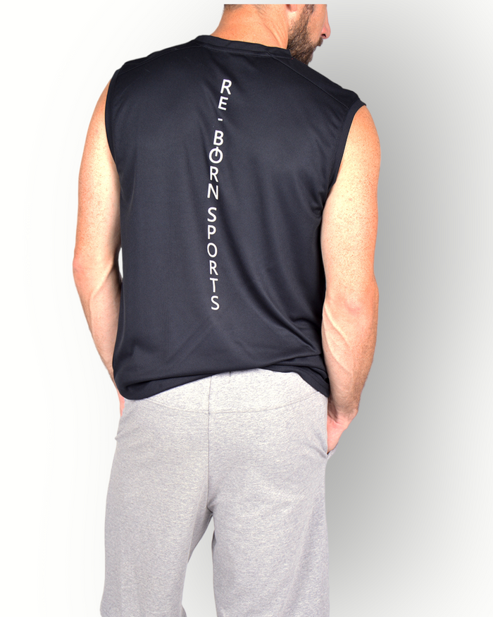 Men mesh sleeveless Performance Top black