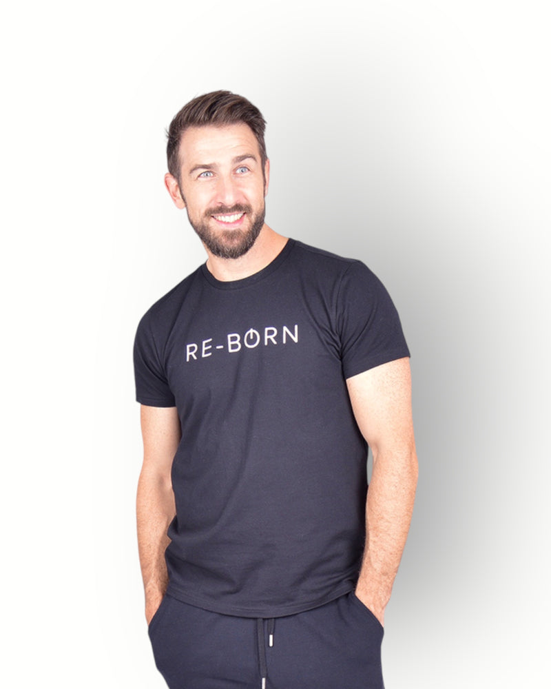 Men’s T-Shirt with Logo – Black – Soft & Sporty | RE-BORN Sports