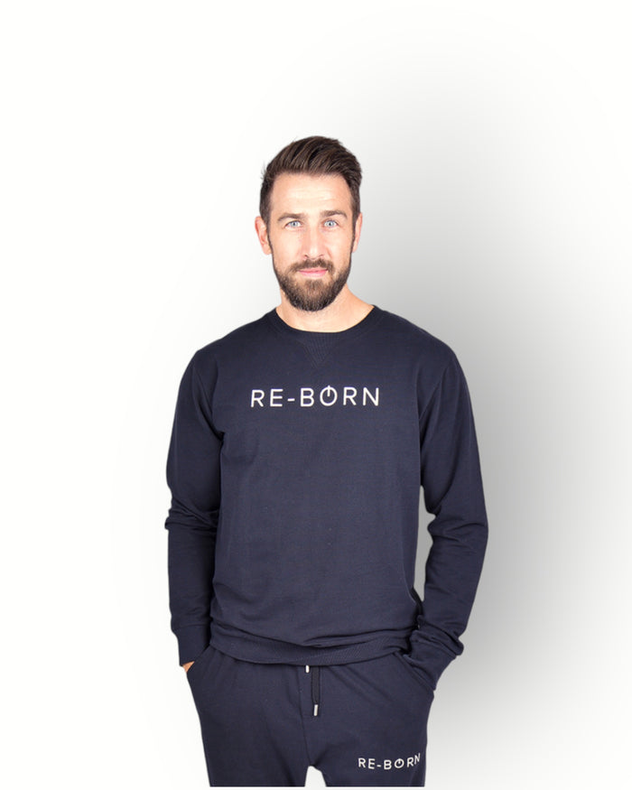 Men long sleeve crew neck top black