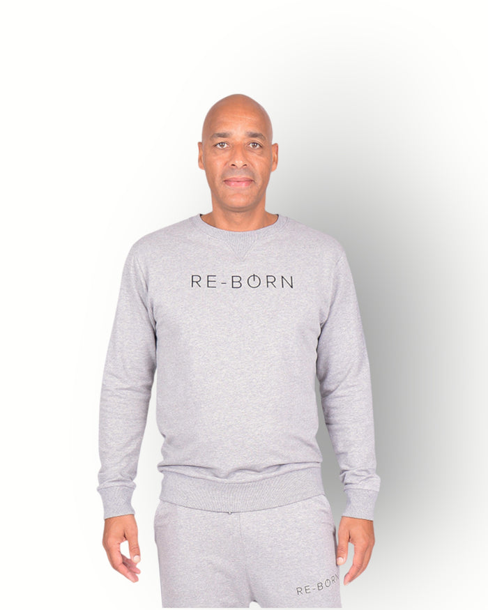 Men long sleeve crew neck top grey