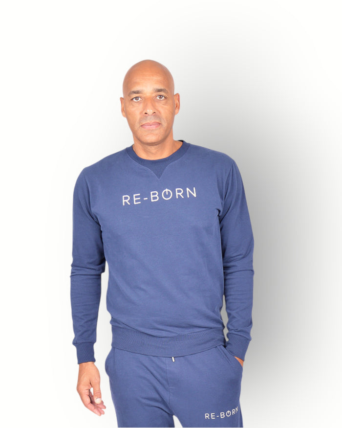 Men long sleeve crew neck top navy