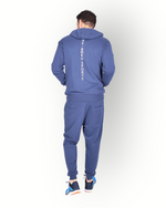 Heren capuchon trui met rits en lange mouw donkerblauw