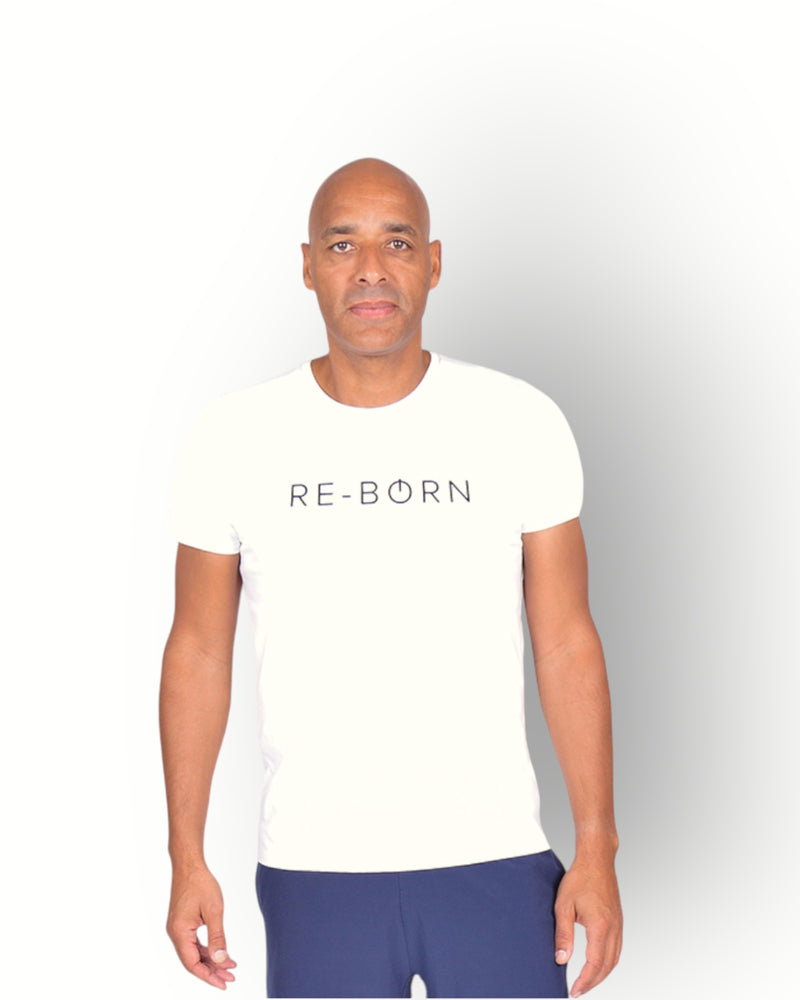 Men’s T-Shirt with Logo – White – Soft & Sporty | RE-BORN Sports