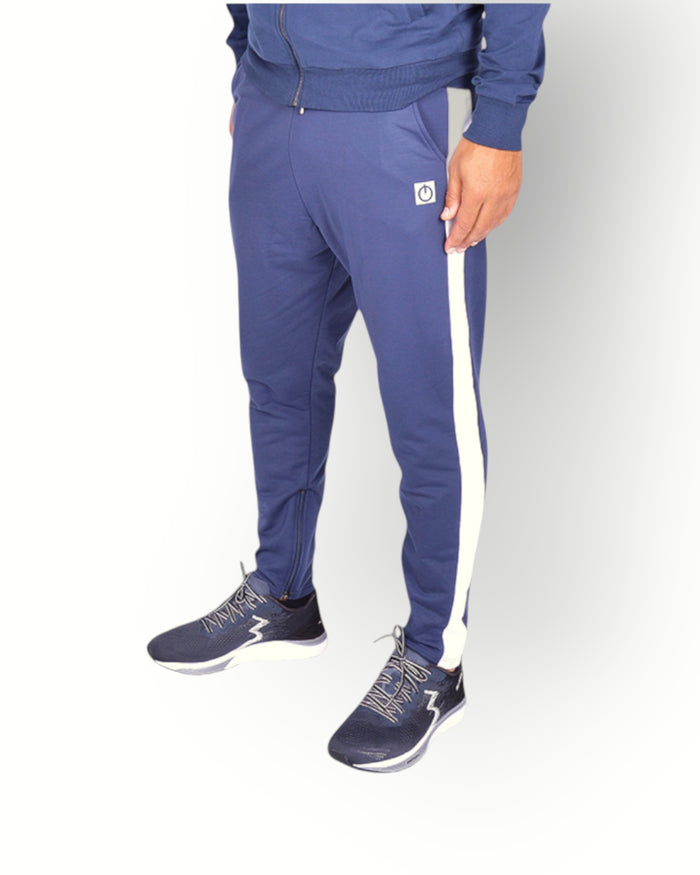 Men poly side panel pant navy/white