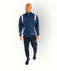 Heren trainingsjack donkerblauw/wit