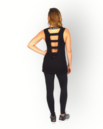 Women elasticated back tank top black