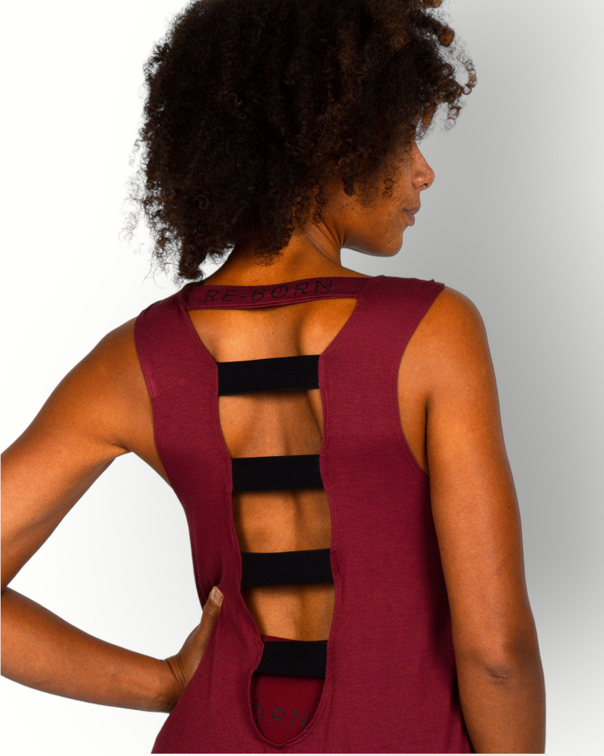 Women elasticated back tank top burgundy