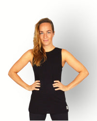 Women elasticated back tank top black