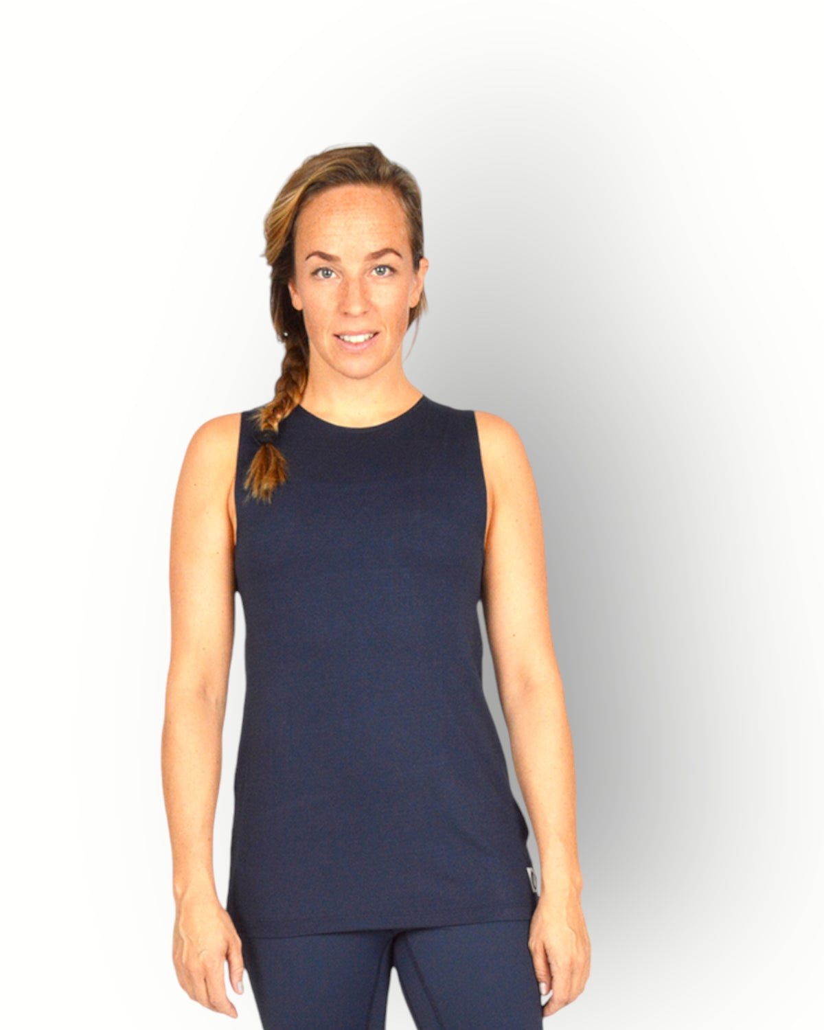 Women elasticated back tank top navy