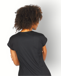 Dames mesh logo sport top korte mouw zwart