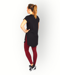 Women capped sleeve long t-shirt black