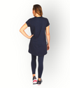 Dames lang t-shirt kap mouw donkerblauw