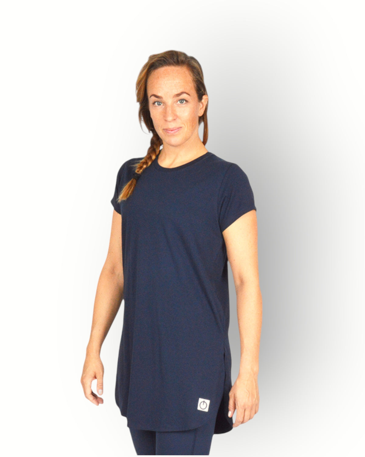 Dames lang t-shirt kap mouw donkerblauw