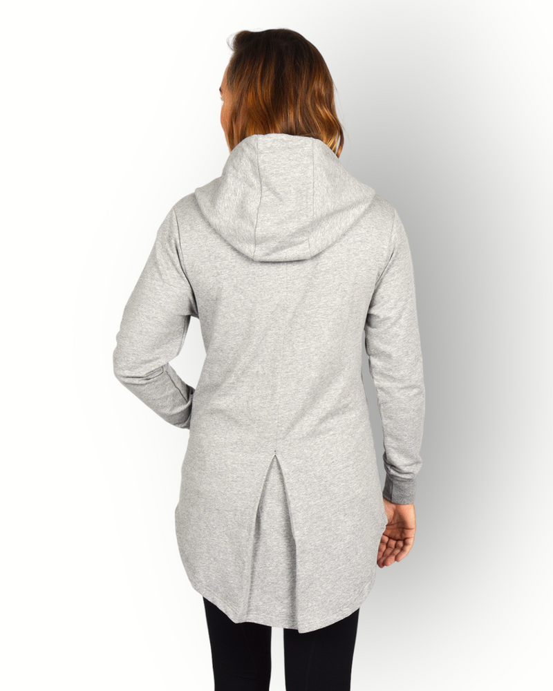 Women long sleeve full zip hoody grey