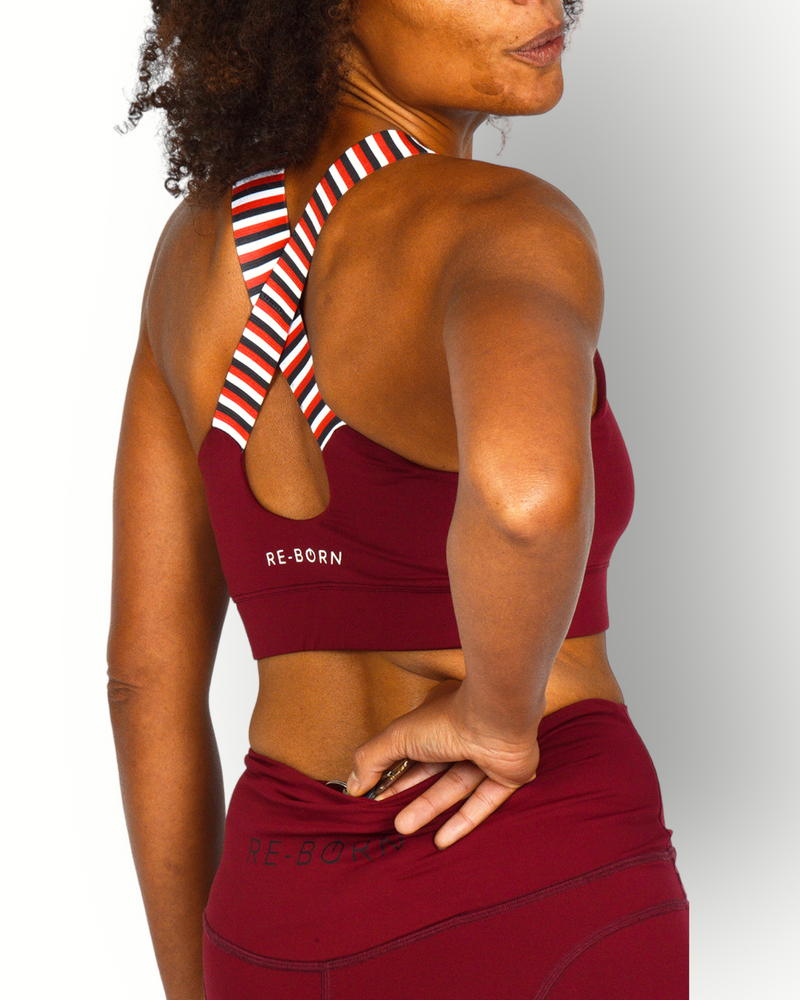 Dames sport tight lang burgundy rood