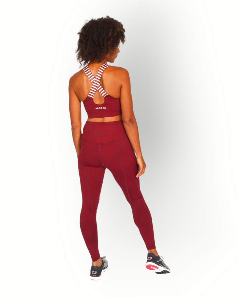 Dames sport tight lang burgundy rood