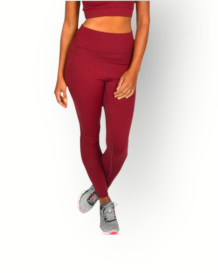 Dames sport tight lang burgundy rood