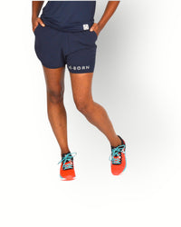 Women stretch layered short navy