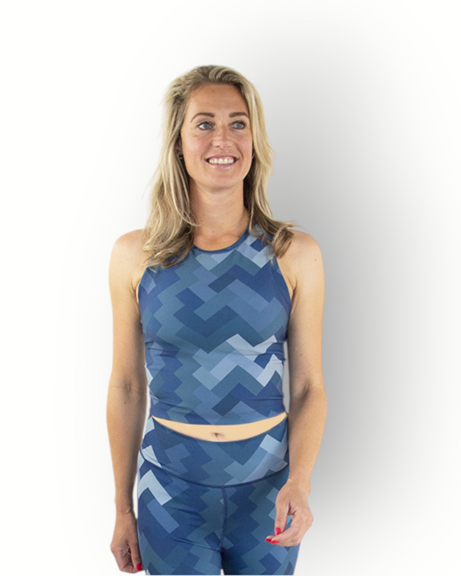 Women sport top sleeveless camo blue print – RE-BORN SPORTS