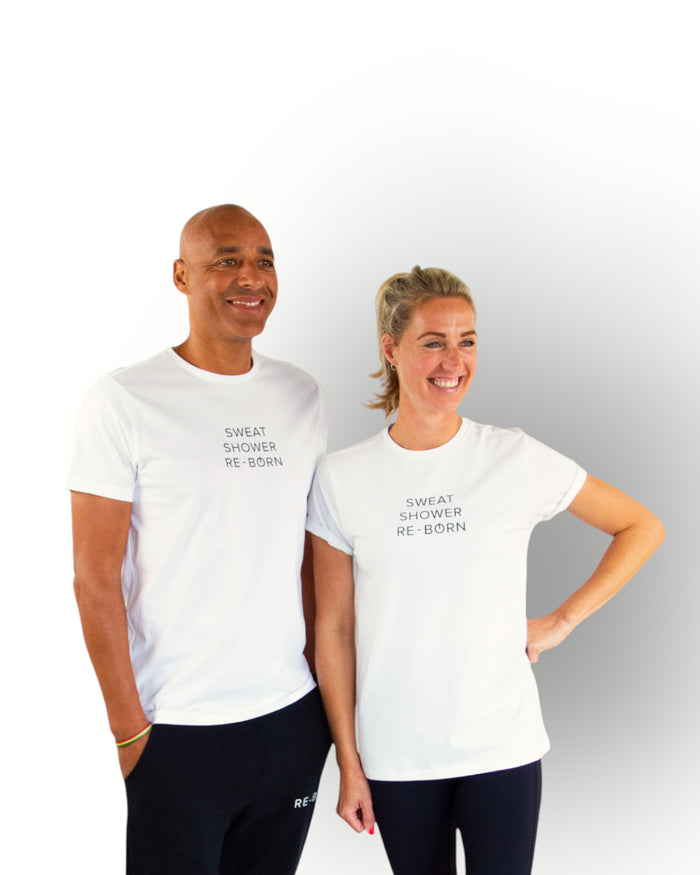 Unisex T-Shirt “Sweat” – White – Soft & Casual | RE-BORN Sports