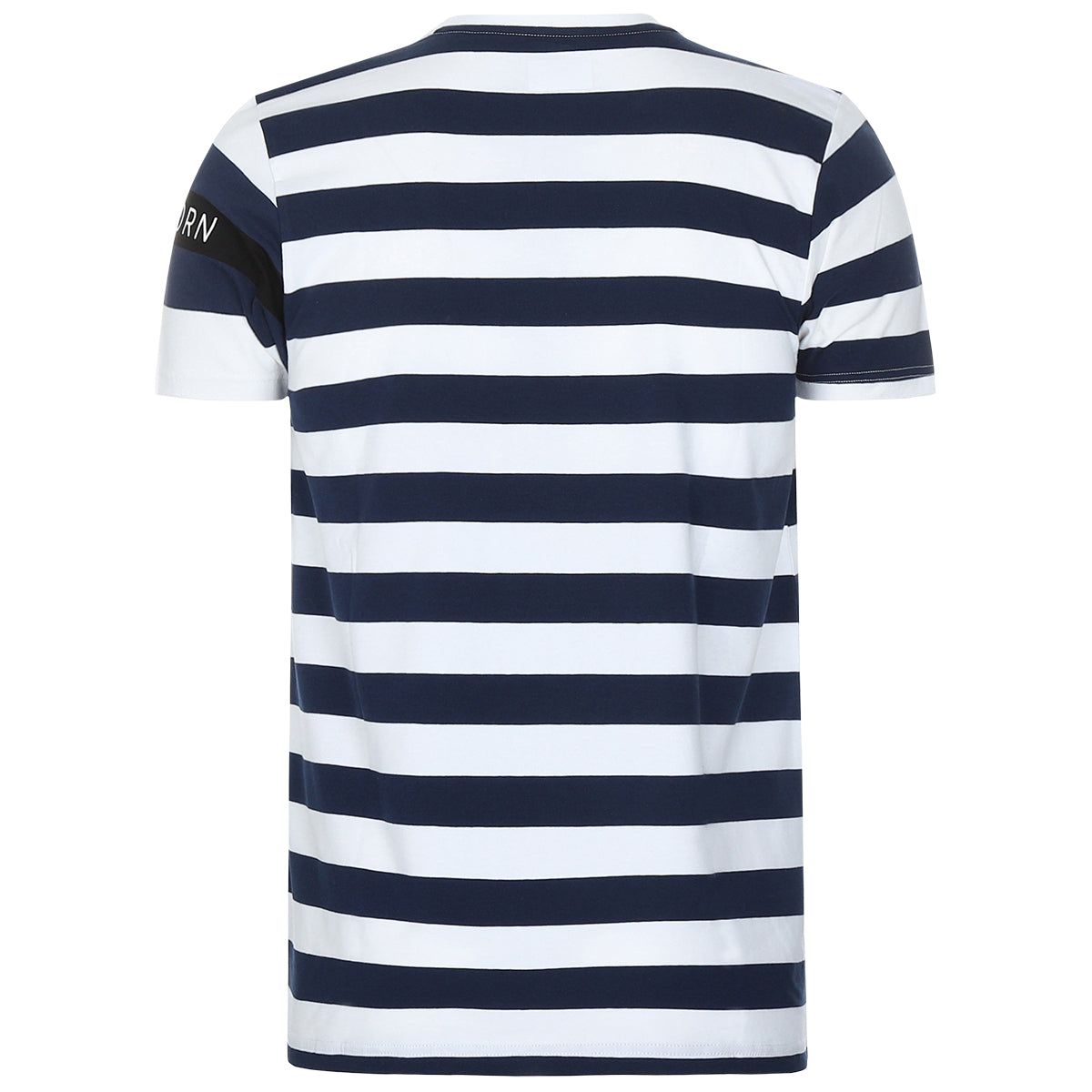 Heren streep t shirt korte mouw donkerblauw wit M 1912 1 RE BORN