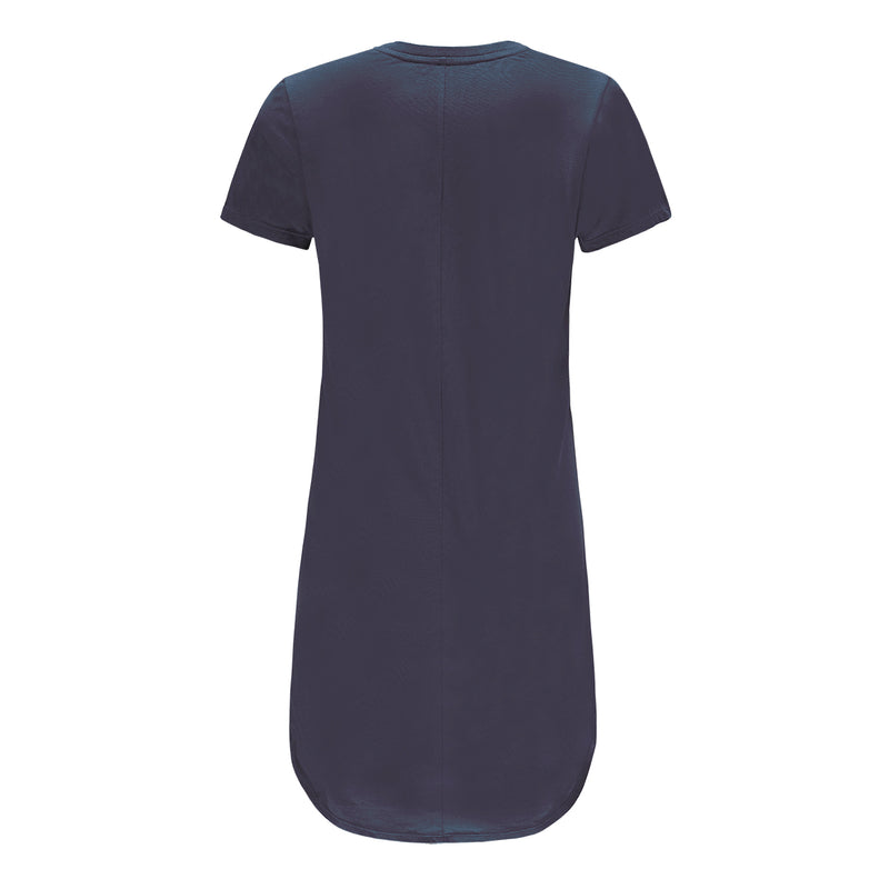 Re-Born Sports Dames lang t-shirt korte mouw donkerblauw achterkant O-1812-3