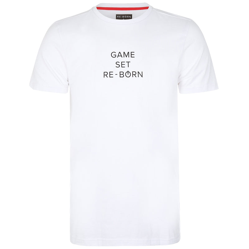 Re-Born-sports-unisex-t-shirt-wit-korte-mouw-slogan-game-voorkant-U-1912-3