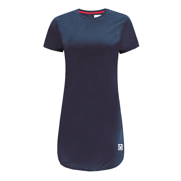 Re-Born Sports Dames lang t-shirt korte mouw donkerblauw voorkant O-1812-3