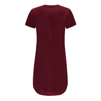 Re-Born Sports Dames lang t-shirt korte mouw burgundy rood achterkant O-1812-3