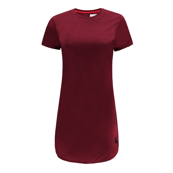 Re-Born Sports Dames lang t-shirt korte mouw burgundy rood voorkant O-1812-3