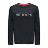 Re-Born Sports Dames ronde hals logo trui zwart voorkant O-1814-1