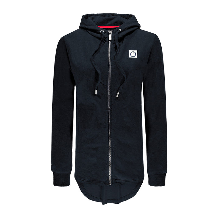 Re-Born Sports Dames capuchon trui met rits zwart voorkant O-1816-1
